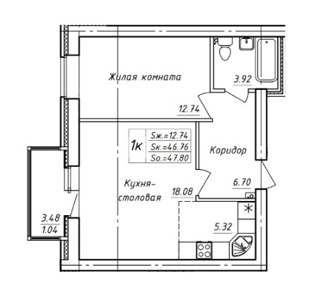 планировка квартиры 48 м2